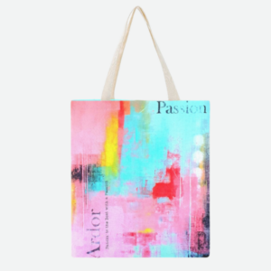 Pastel coloured cloth bag with the words Ardor and Passion, and Dancin&#039; to the beat with the passion.